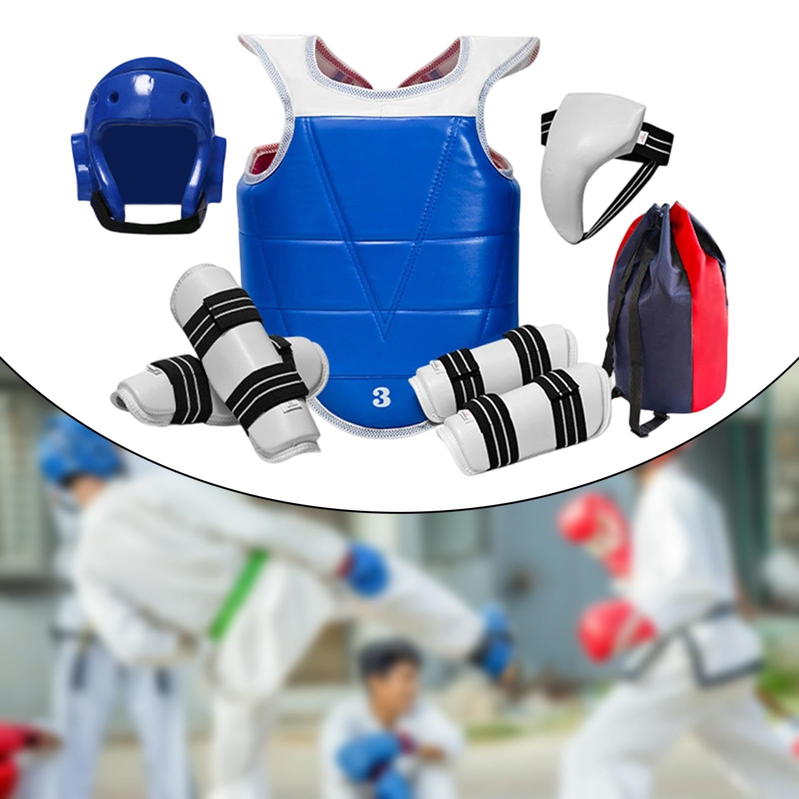F Fityle Équipement de de Taekwondo, équipement de de karaté, Casque et Plastron rembourrés, Ensemble de Protection Complet pour la compétition