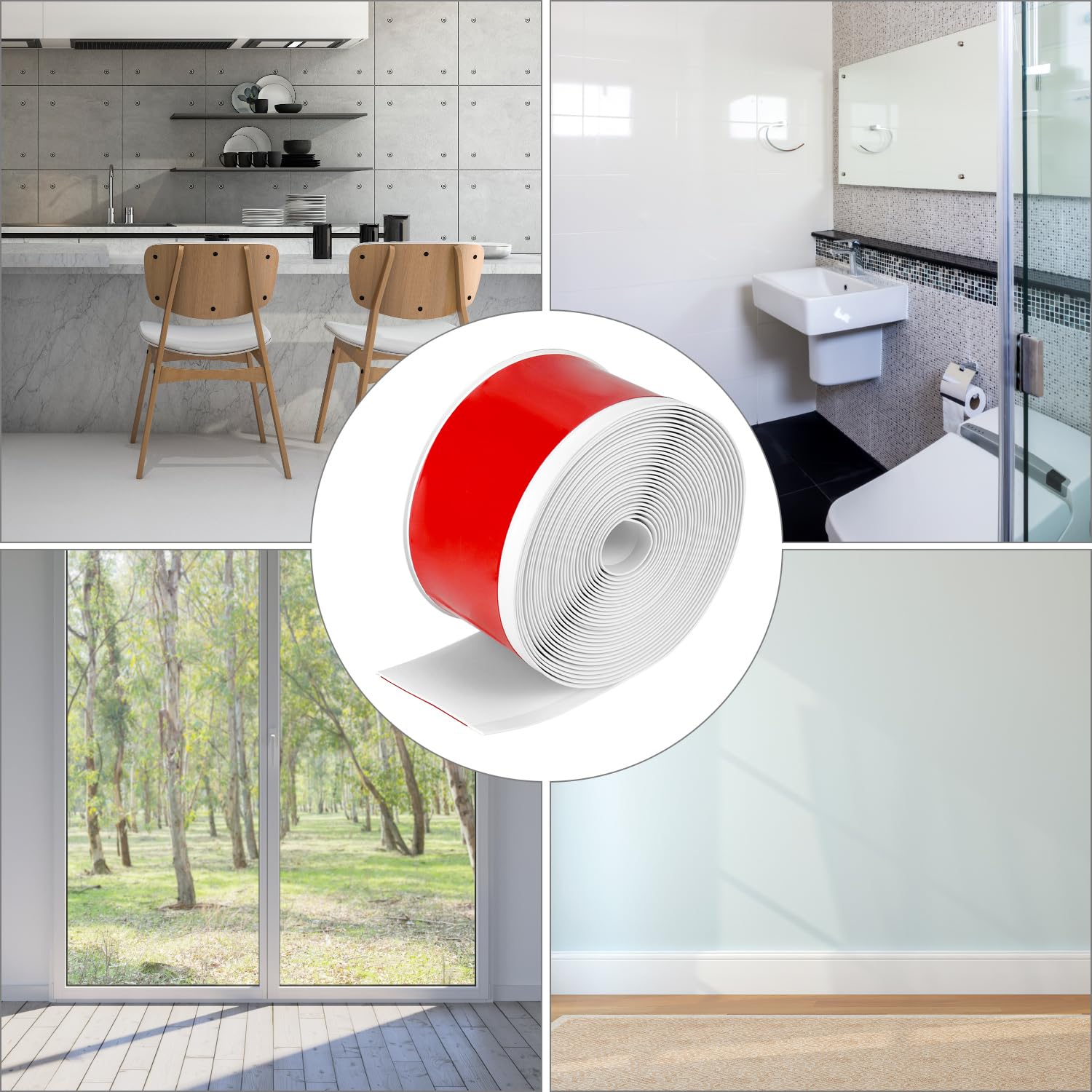 QWORK® 10m Zócalo Adhesivo Flexible - Zócalo PVC -10cm x 12mm - Estilo Minimalista - Blanco