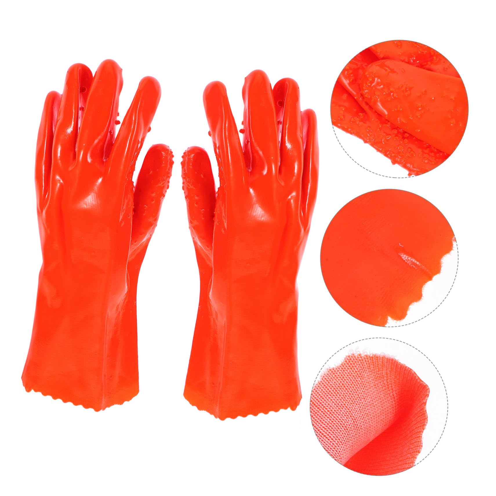 VILLCASE Guantes de Pvc Naranja Impermeables y Antideslizantes 6 Pares