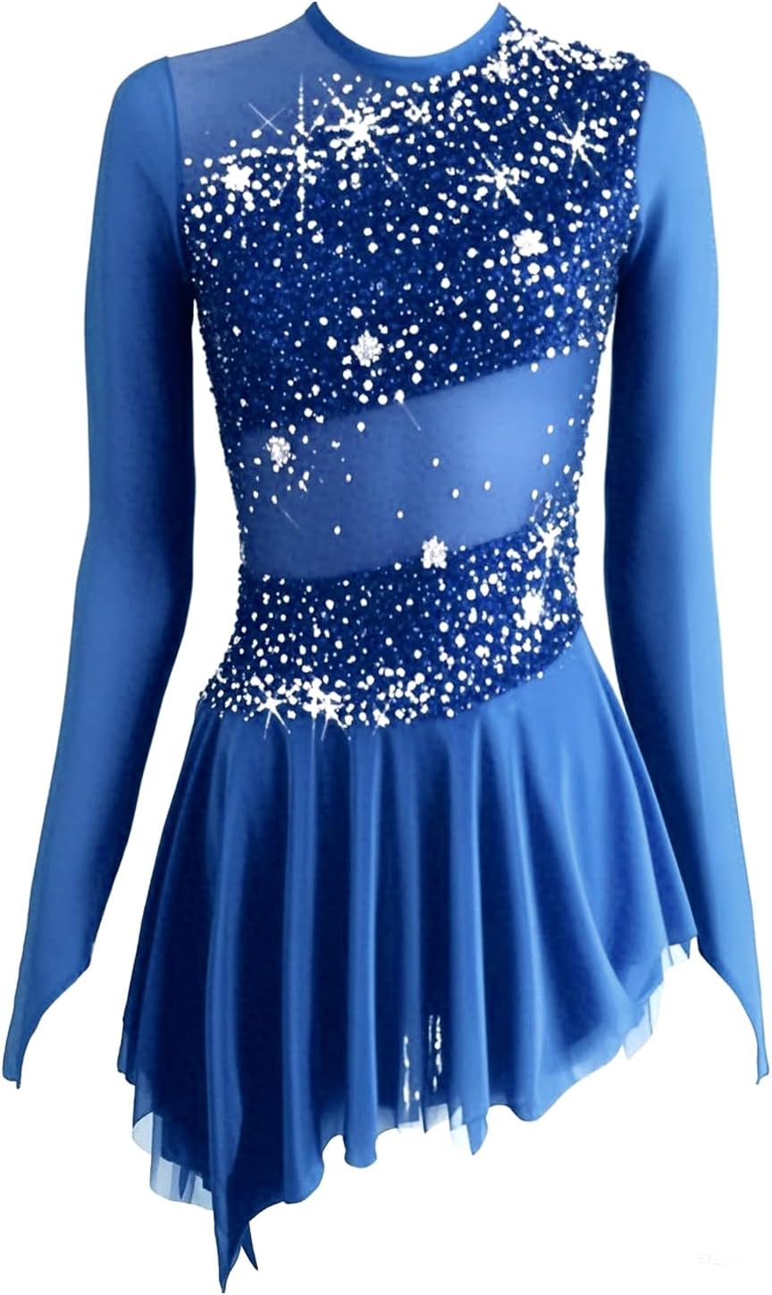 LIUHUO Figure Skating Dress - Black Velvet Dress for Girls Competition