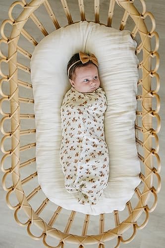 Vista 3 de Mebie Baby Manta de muselina Autumn Bloom, manta moderna y neutra para bebé niña o niño, mantas suaves para bebé, manta para recién nacido, 0-3