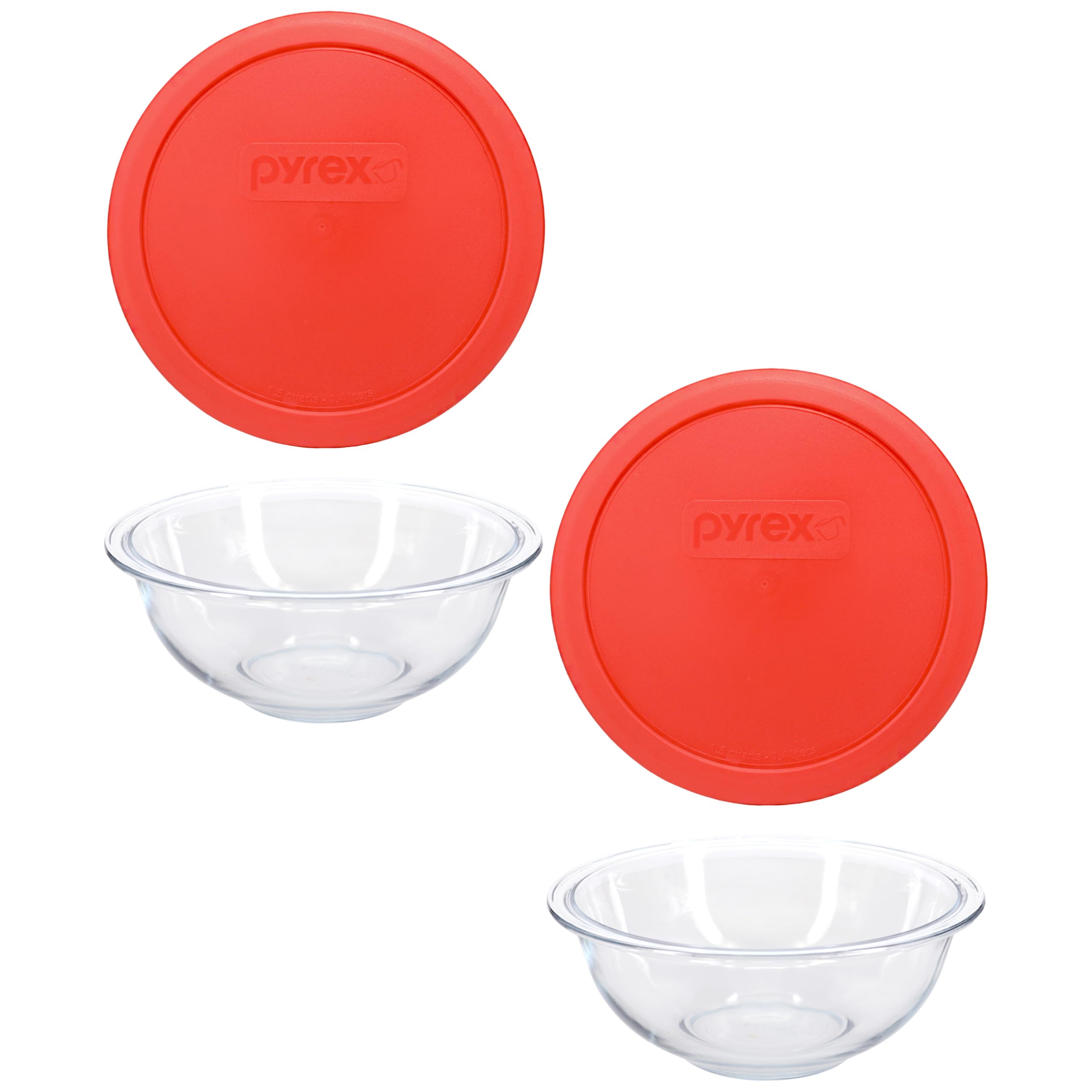 Pyrex 323 bols avec couvercles rouges (lot de 2) – Fabriqués aux États-Unis