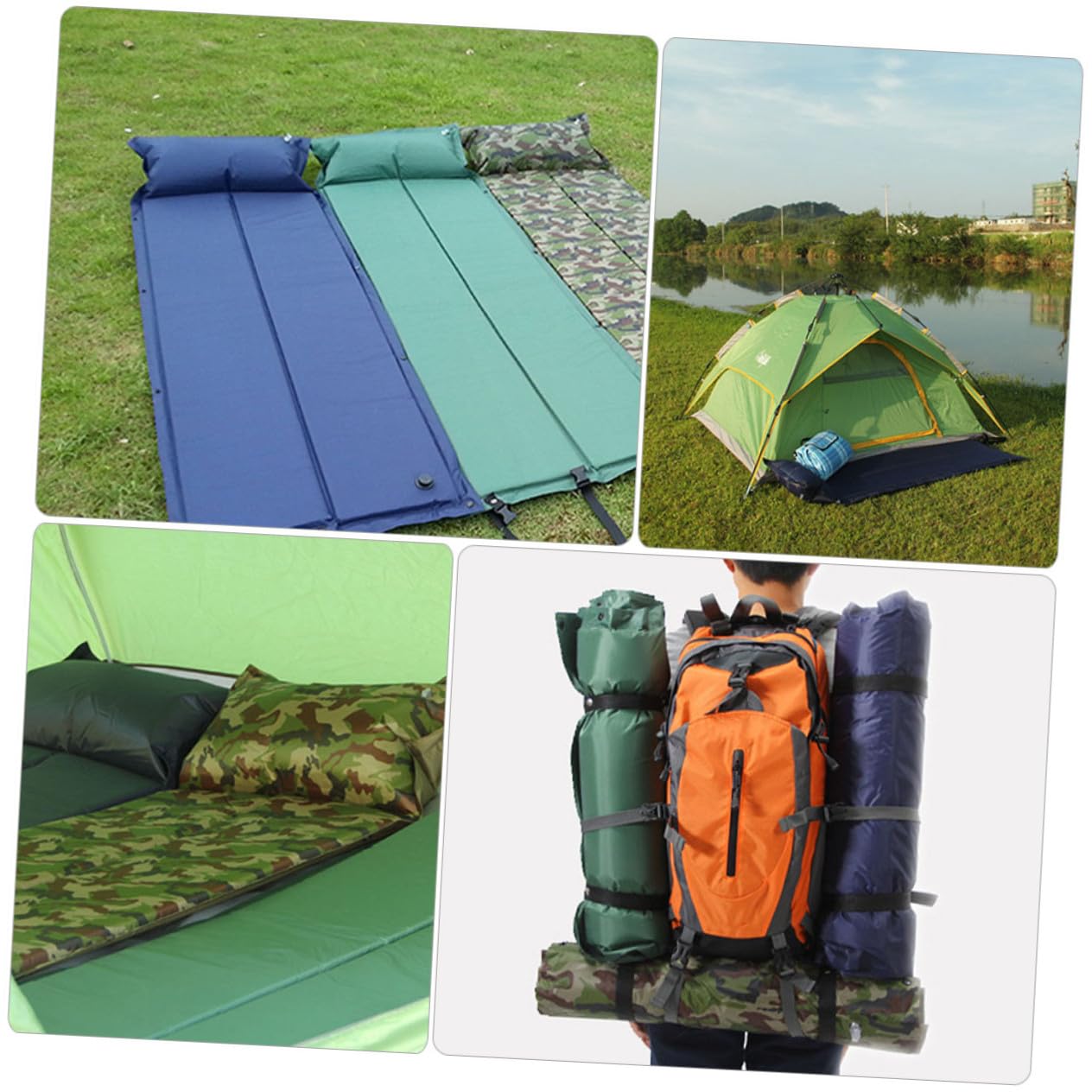 Materassino Gonfiabile da Campeggio Resistente e Pieghevole con Cuscino Integrato Accessorio per Dormire per Escursioni e attività Outdoor