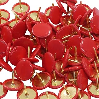 100Pcs Red Push Pins Wall Tacks, Flat Thumbtacks Board Pins, with Steel Push Pins for Home/School/Office