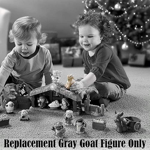 Miniatura 5 de Pieza de repuesto para escena Fisher-Price Little People Manger - N4630 ~ Juego de historia de Navidad ~ Figura de cabra gris de repuesto