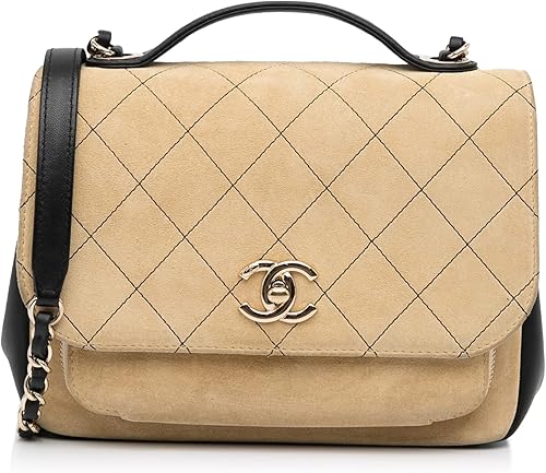 Chanel Bolso de solapa de gamuza de afinidad empresarial de segunda mano