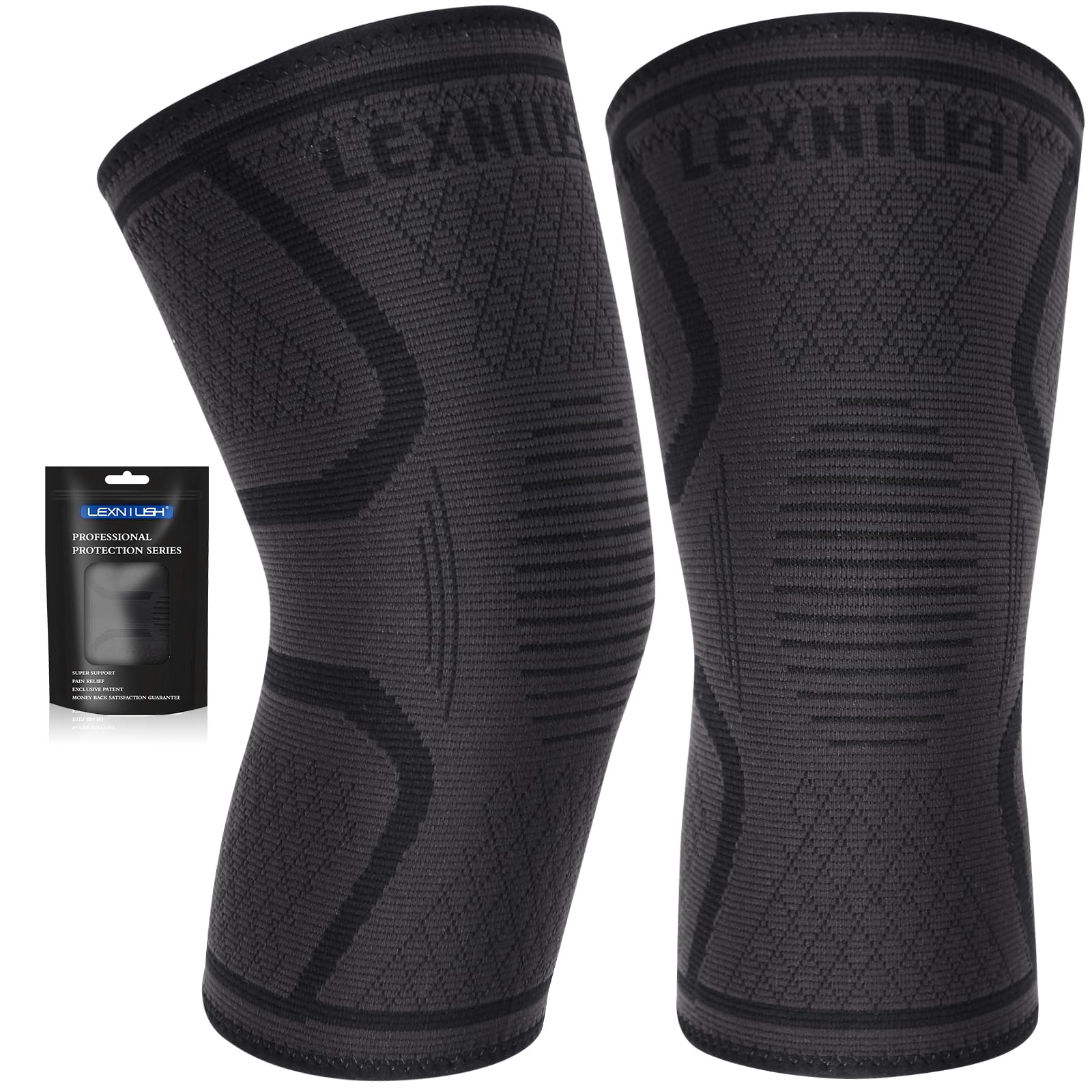 Ginocchiera Ortopedica per Uomo/Donne, 2 Pezzi tutore ginocchio per Artrosi, Menisco Lesionato, Lesioni dei Legamenti, Fascia Ginocchiere Sportiva, Palestra, Supporto per Ginocchio(Nero, XL)