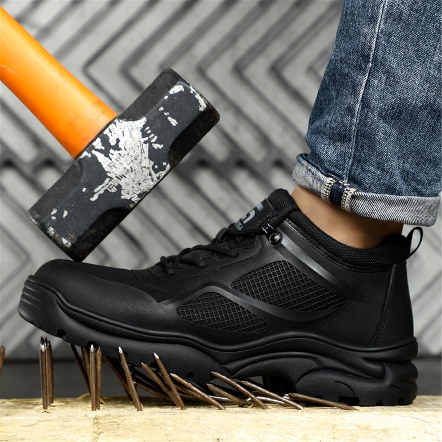 Amazon | [ZHENSI] 女性の安全靴鋼のつま先の作業トレーナー 軽量夏の