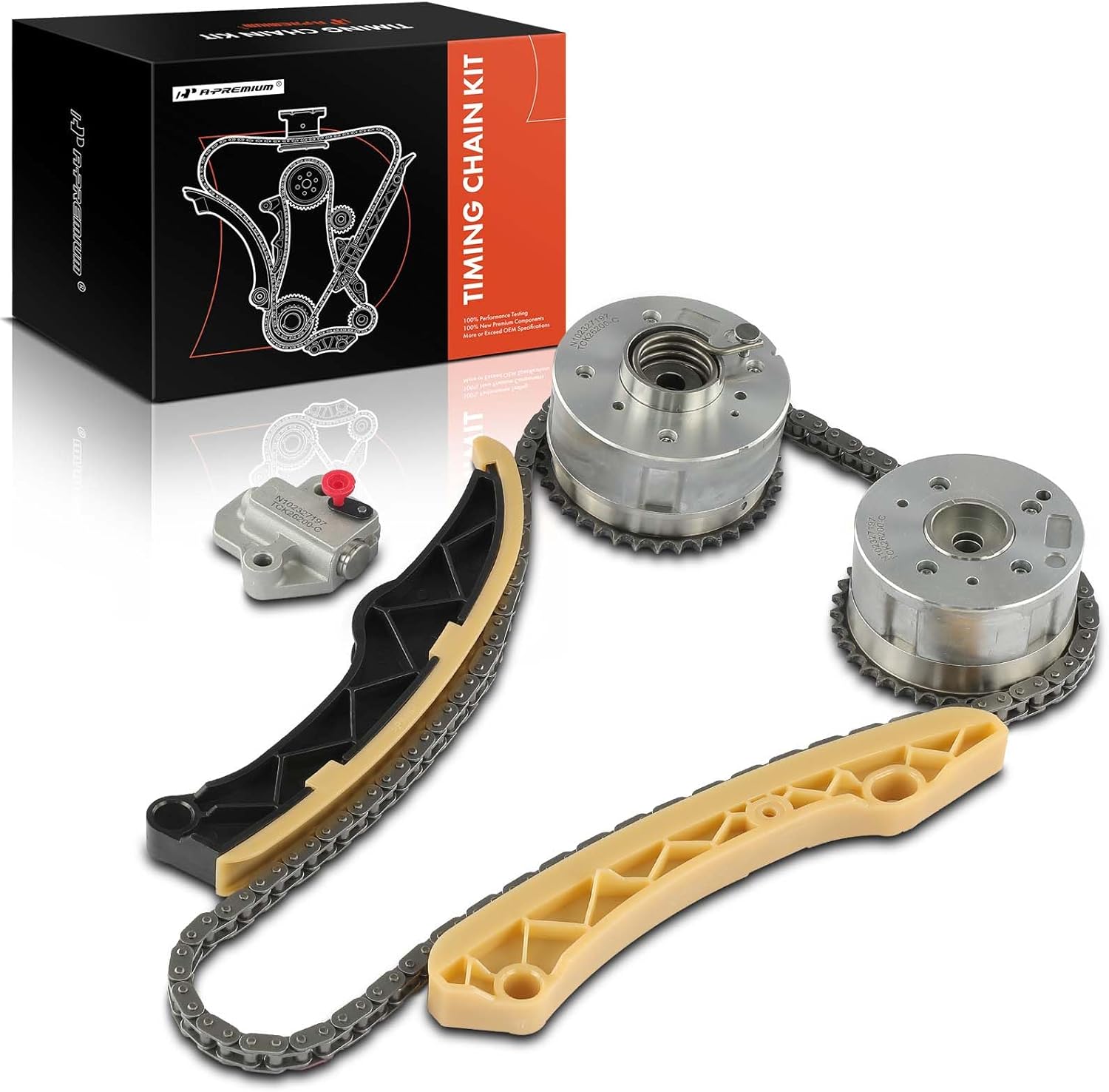 A-Premium Engine Timing Chain Kit W/Sprocket & Tensioner & Guide Compatible with Hyundai Elantra 2017-2020, Sonata, Accent, Tucson, Veloster, Kona, Elantra GT & Kia Soul, Optima, Forte, Rio - L4 1.6L