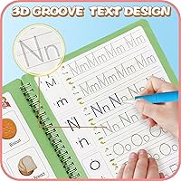 Vista 5 de Cuaderno de práctica mágica, libro de práctica de escritura reutilizable, para niños en edad preescolar de 3 a 8 años, caligrafía 9.44 x 6.29