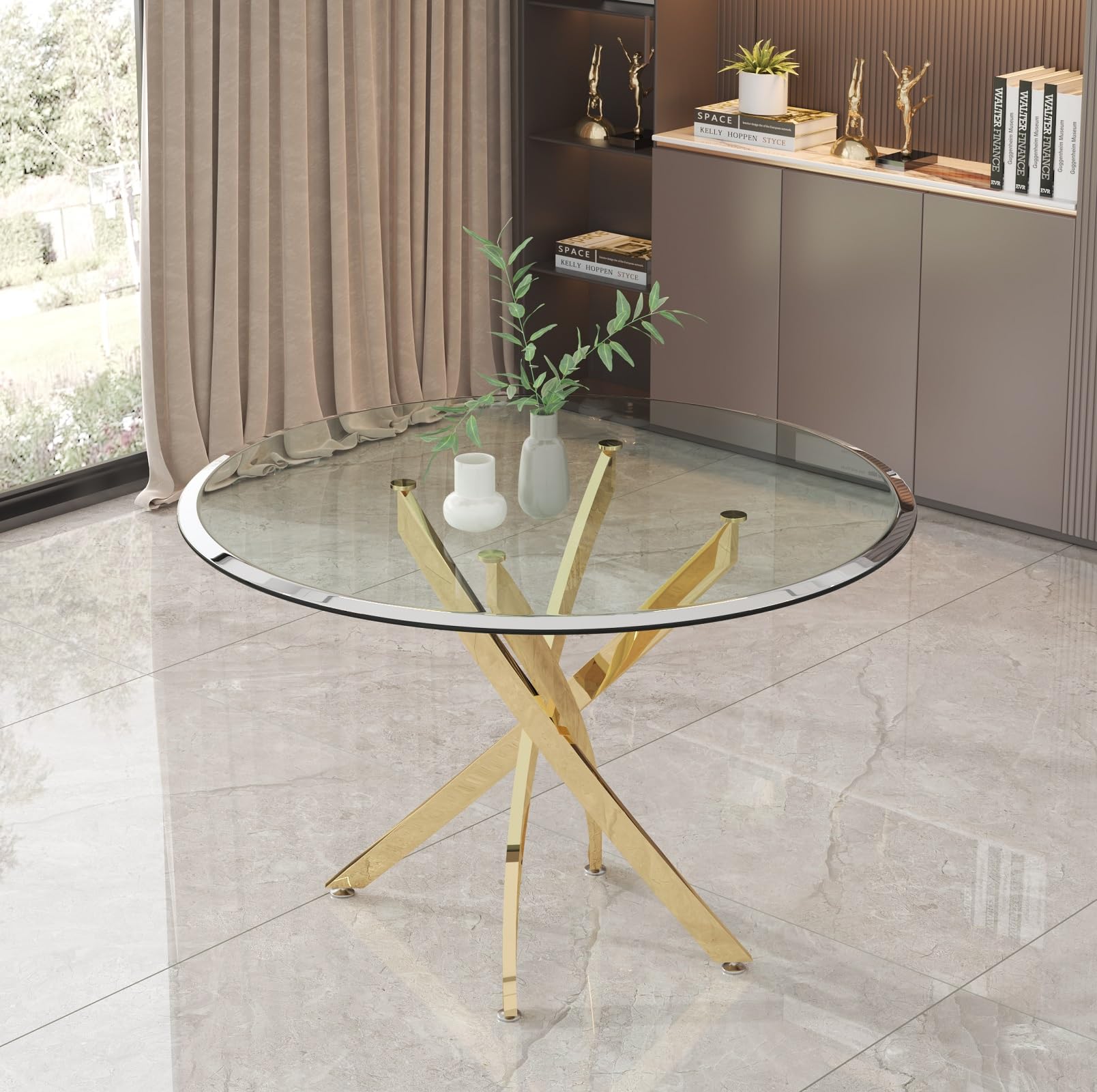 Small Round Glass Top Dining Tables For Apartments 36'' Glass Top