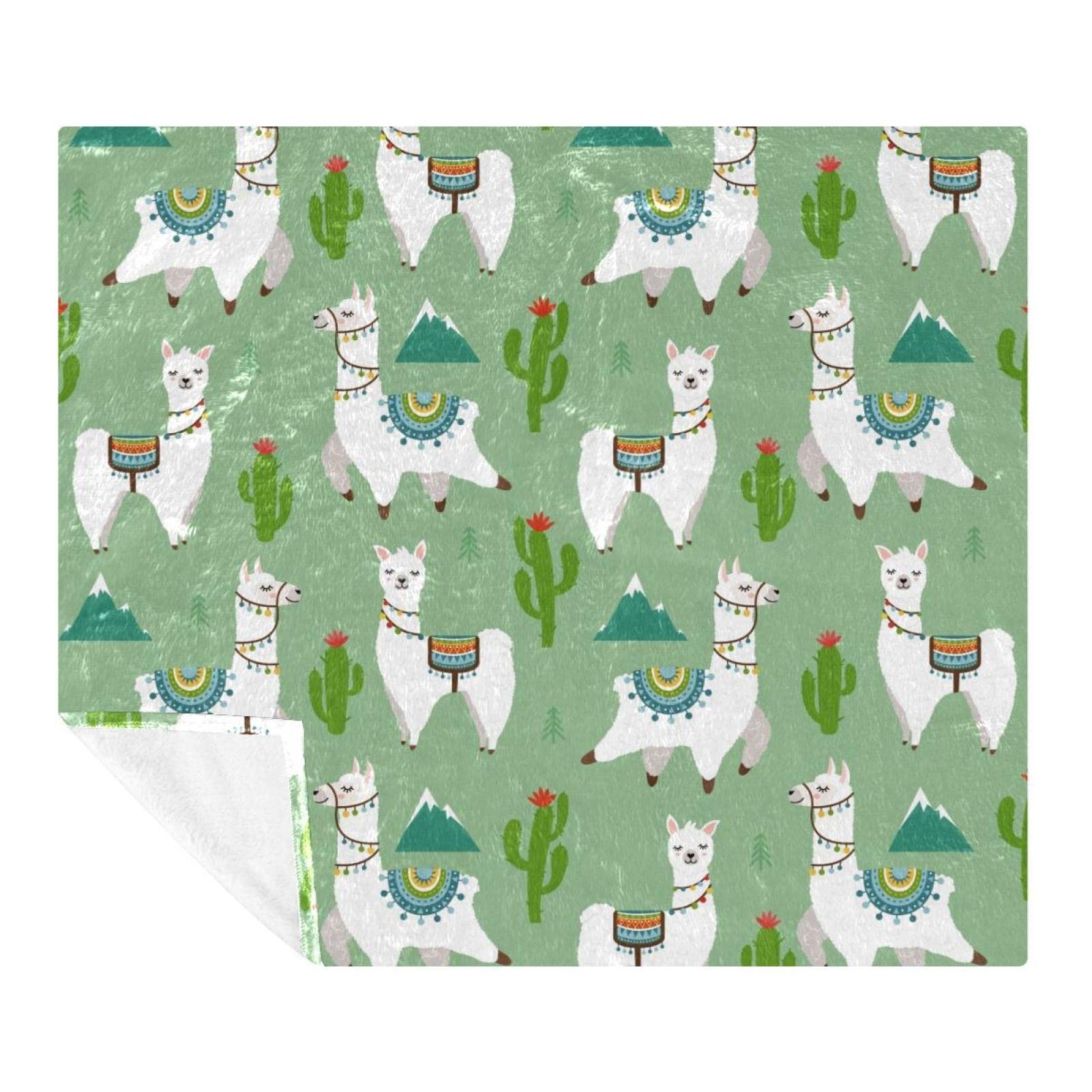 Couverture polaire légère microfibre 150x130 plaid doux motif cactus pour adulte enfant