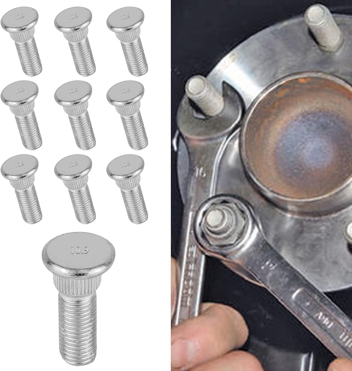 10PCS Wheel Studs Tire Lug Nuts OEM#610-266 90942-02049, Wheel Lug Stud Tire Hub Screw Extended Knurled Bolt Secure 48mm Long & M12x1.5 Compatible with Toyota Chevrolet Lexus Scion Pontiac