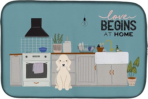 Miniatura 479 de Caroline's Treasures CK7824DDM - Tapete absorbente para secado de platos con diseño de bulldog inglés, rojo y blanco, para encimera de cocina, 14 x