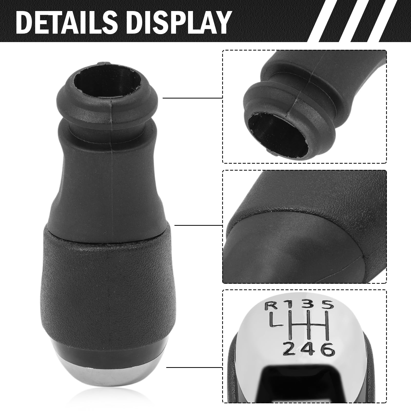 Pomello Cambio Cromato Per Renault Clio 4 - 5 Marce - Compatibile 2012-2019 - Stile Sportivo