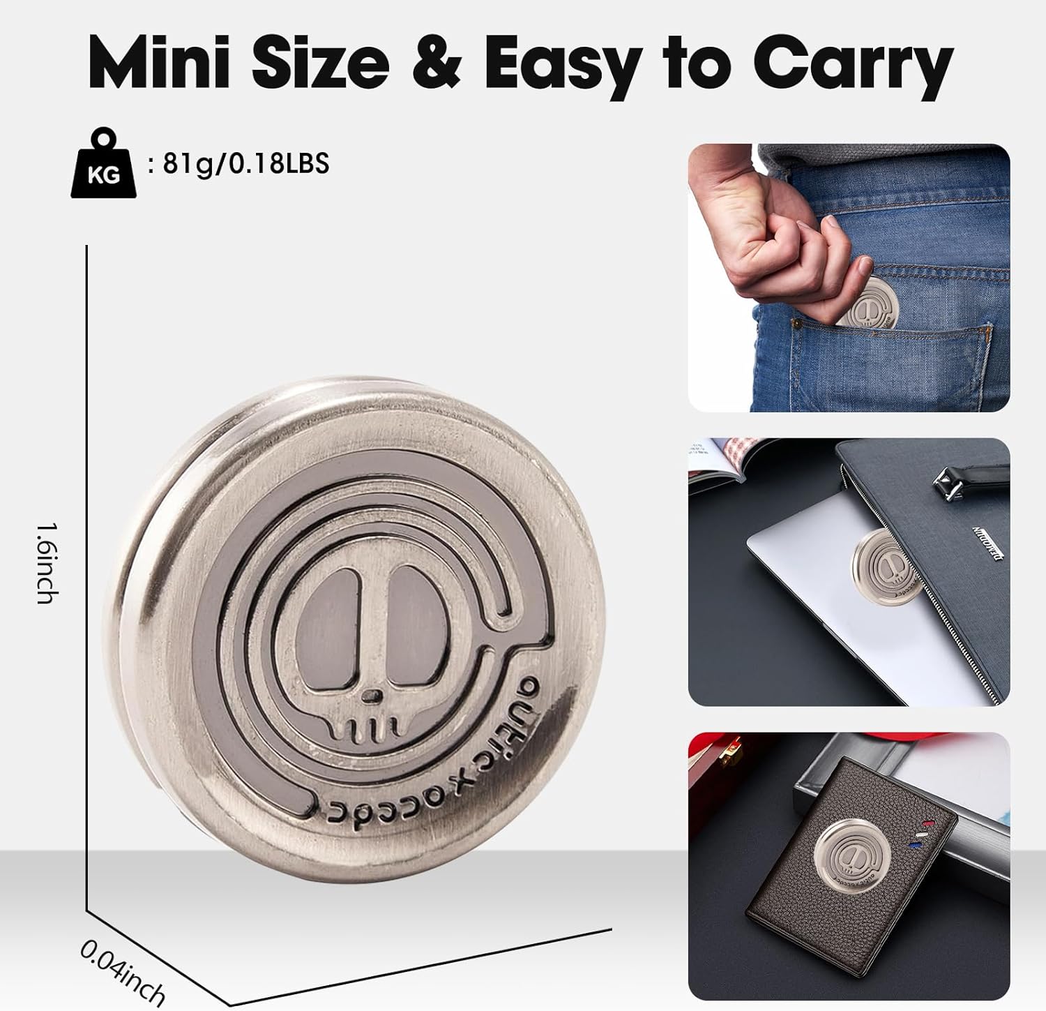 Fidget Slider 3 Pack, Magnetic Metal Fidget Toys Haptic Coin Poker Card, EDC Fidget Toys for Adults,Relieve Stress Anxiety ADHD (Silver)