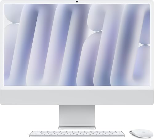 Apple iMac All-in-One Desktop Computer with M4 chip with 10-core CPU and 10-core GPU: Built for Apple Intelligence, 24-inch Retina Display, 24GB Unified Memory, 512GB SSD Storage; Silver