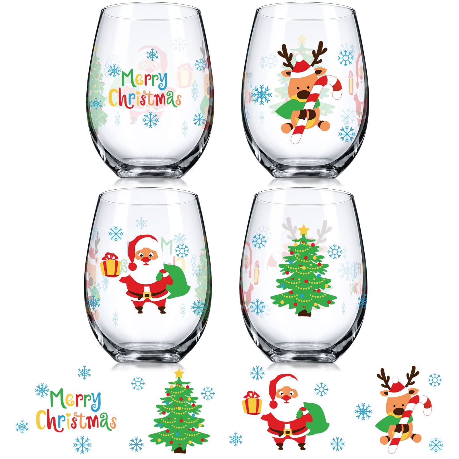Verres à vin sans pied de Noël pour des repas de fêtes en famille