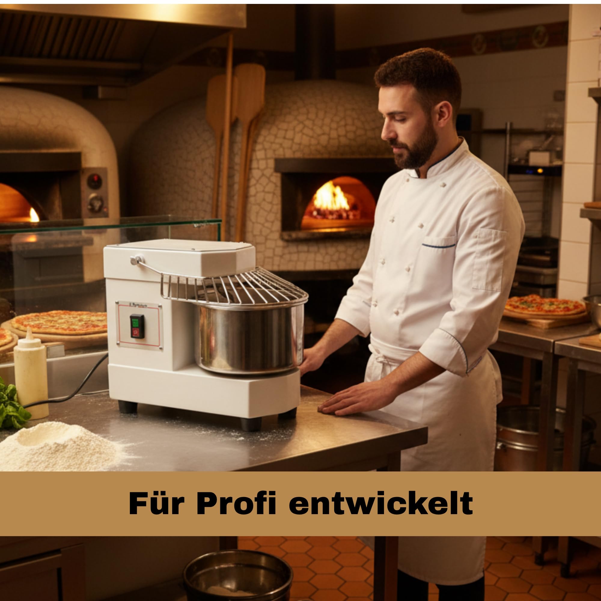 Professionelle Teigknetmaschine - 8,5L Kesselvolumen - 7kg Teigkapazität - 450W Spiral-Knet-Technologie - Platzsparendes Tischgerät 46×29cm - 230V Anschluss | Für Bäckereien & Restaurants