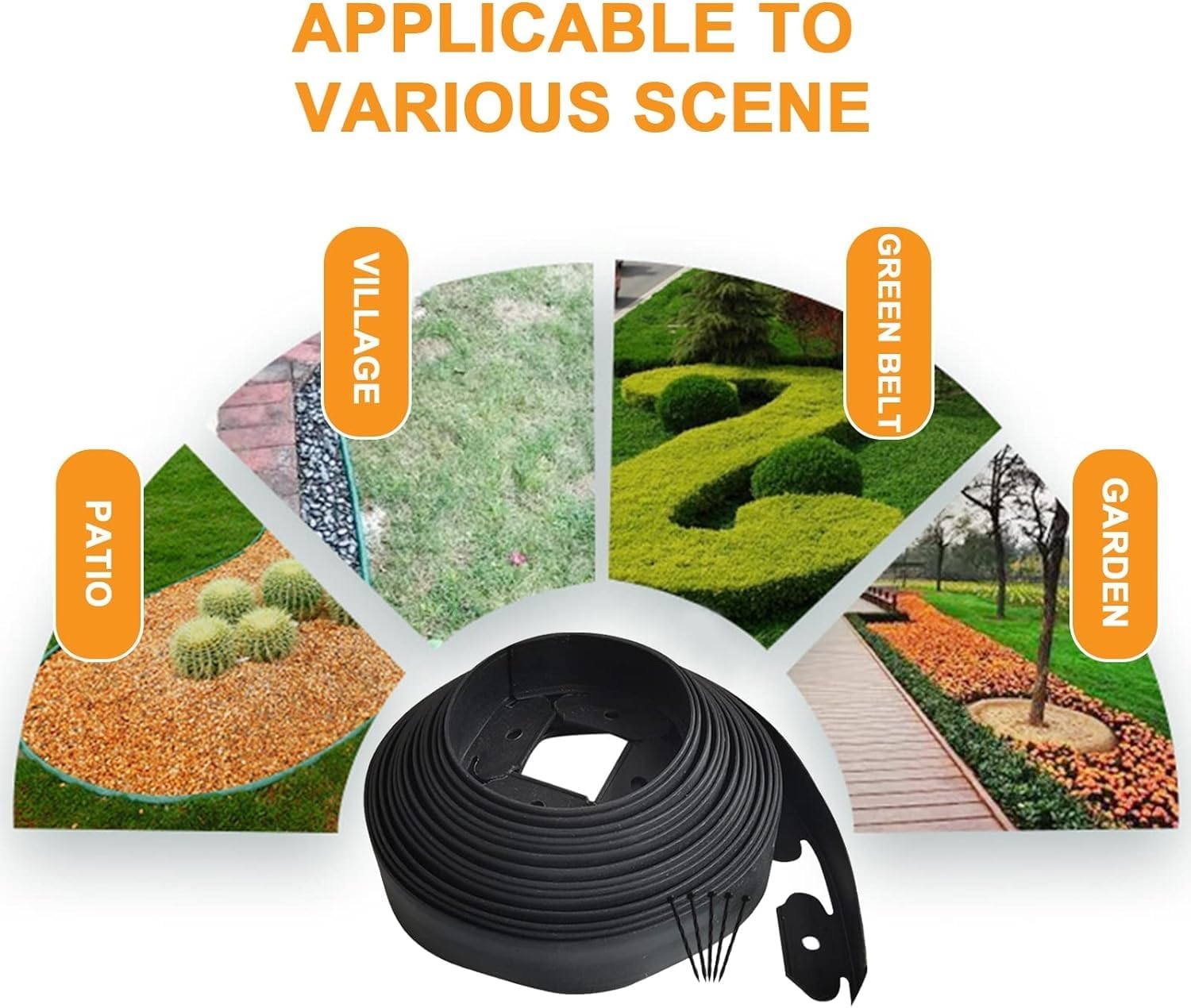 Garden Edging,33ft Landscape Edging Garden Border Edging【4INCH Hight】 Paver Edging Include 30 Stakes,Flower Bed Edging Borders for Yard, Lawn, Gardens(Black)