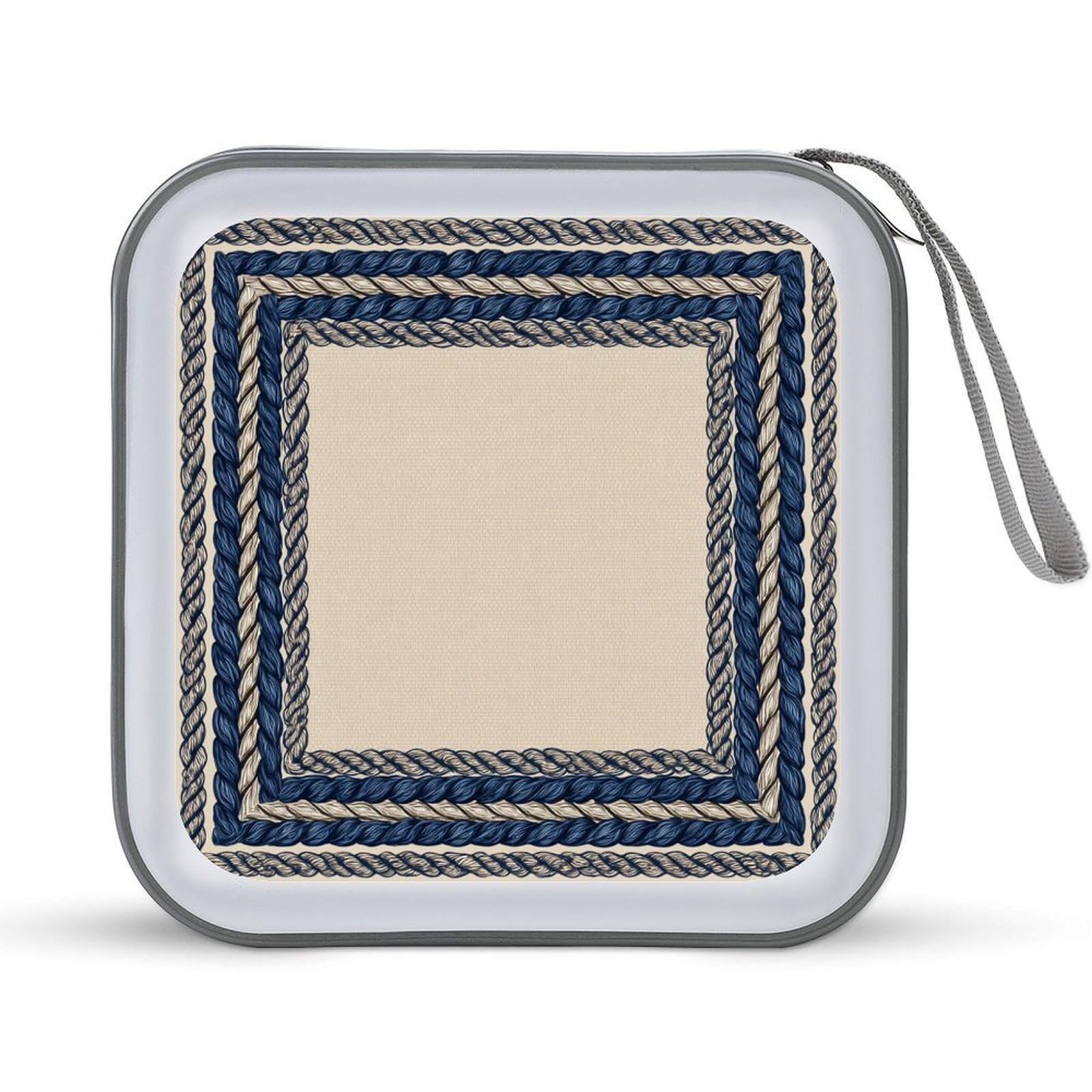 Jubonexis Luxury Thick Braided Rope Loop in Navy Blue CD Case DVD Storage Case Portable for Car Home Travel
