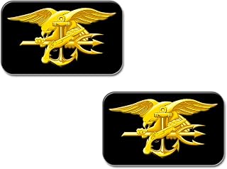 Peel & Stick Highly Reflective Vinyl Sticker, Sticks to The Outside of Vehicles, Glass, Paint, Set of 2, 3x5 Inches, Navy Seal