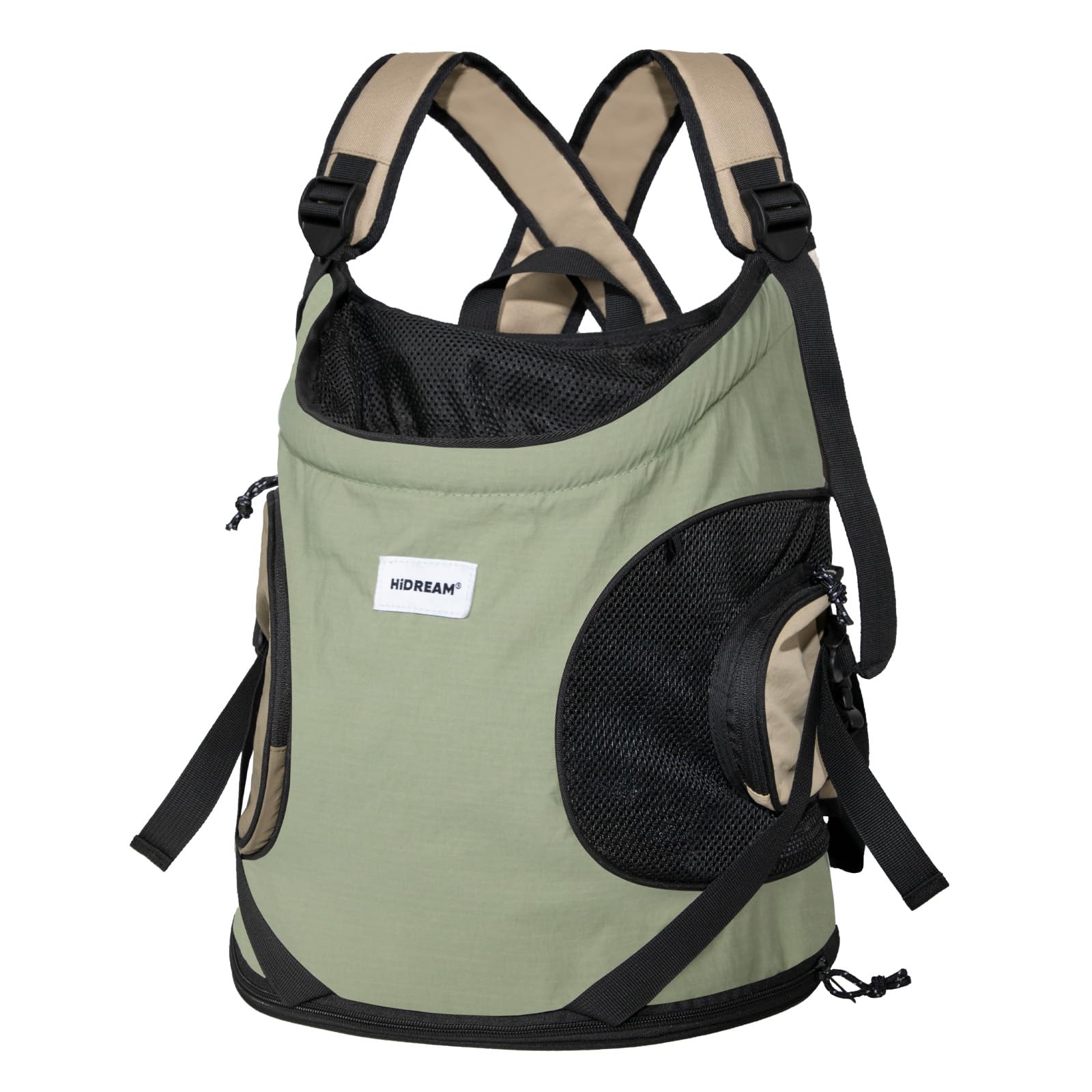 Duuclume Dog Front Carrier Backpack, Adjustable Dog Pet Cat Chest Carrying Bag, Comfortable Canvas & Mesh Backpack Suitable for Up to 19 Pounds Puppy Cat Traveling Hiking Camping (Green)