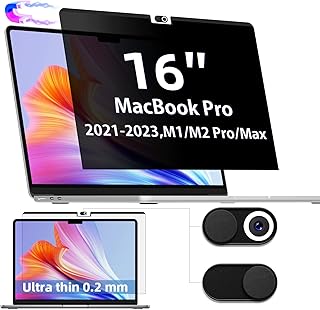 Privacy Screen MacBook Pro 16 Inch (2021-2023, M1, M2) A2485/A2780, Magnetic Removable Anti Blue Light Glare Privacy Filter Compatible with Mac Pro 16In, Bubble Free Laptop Mac 16.2 Screen Protector