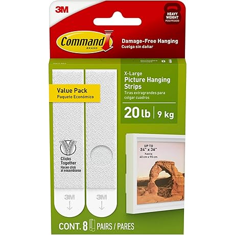 Heavy Duty Damage Free XL Picture Hanging Strips - 20 lb Capacity