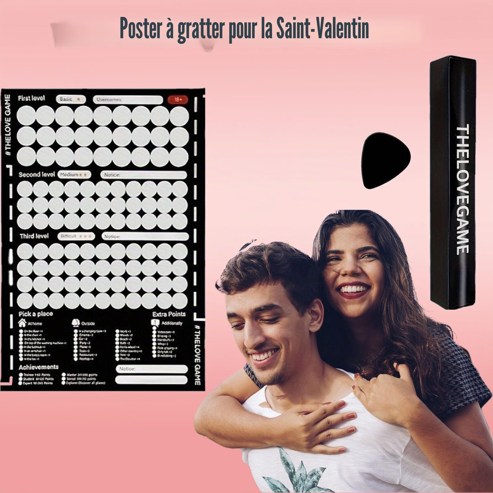 KZXCVS Poster Love Game à gratter - 104 idées de nuit de rendez-vous - Poster créatif à gratter pour couple, petit ami ou petite amie