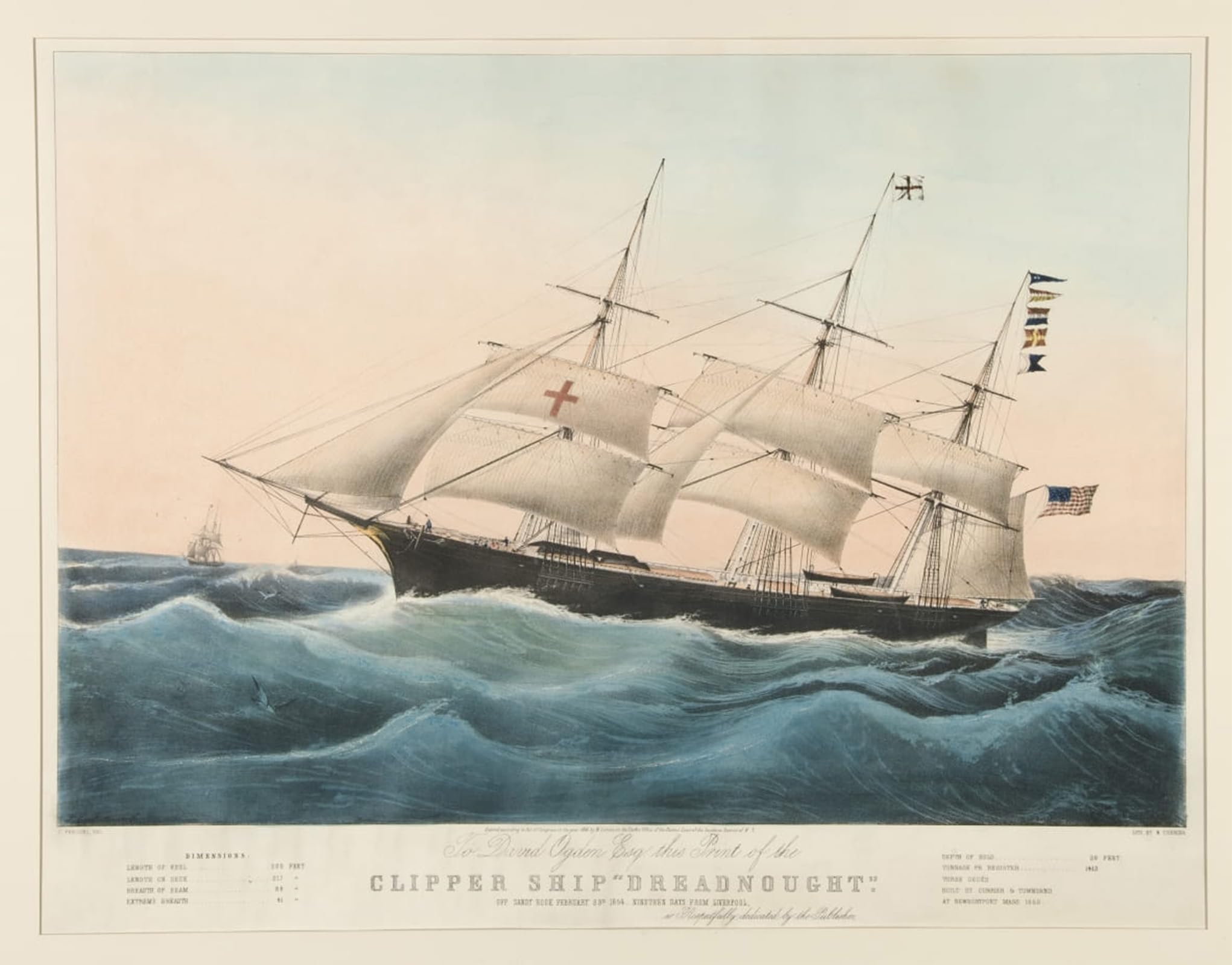 POSTERIIk Vintage Art Print Images Pictures Print Clipper Ship by Nathaniel Currier Modern Colour Posters for Office Home Decor 60x90cm