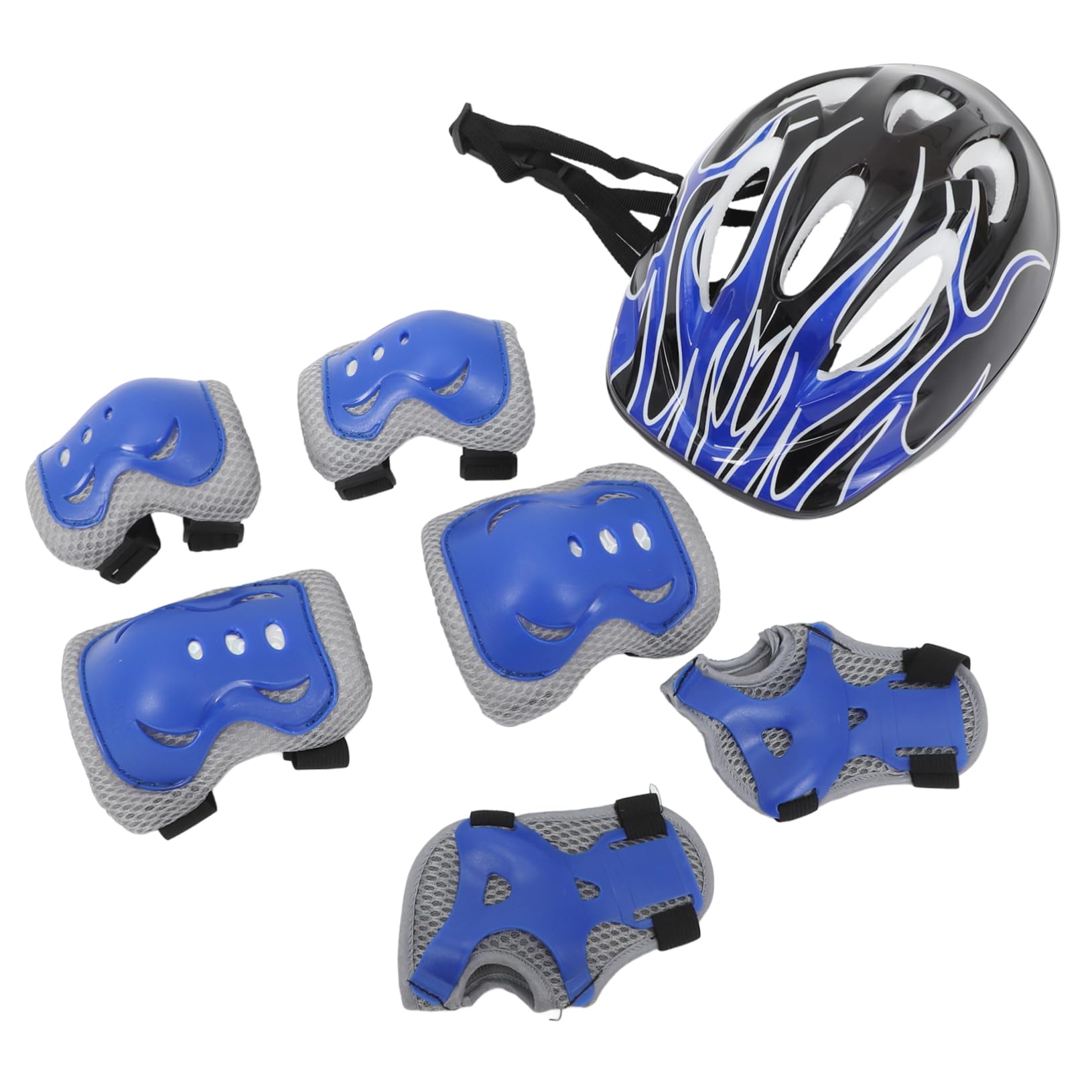 MUCKLILY 7pc Kids Protective Gear Set Helmet Knee Pads Elbow Pads Wrist Guards for Skateboarding and Roller Skating