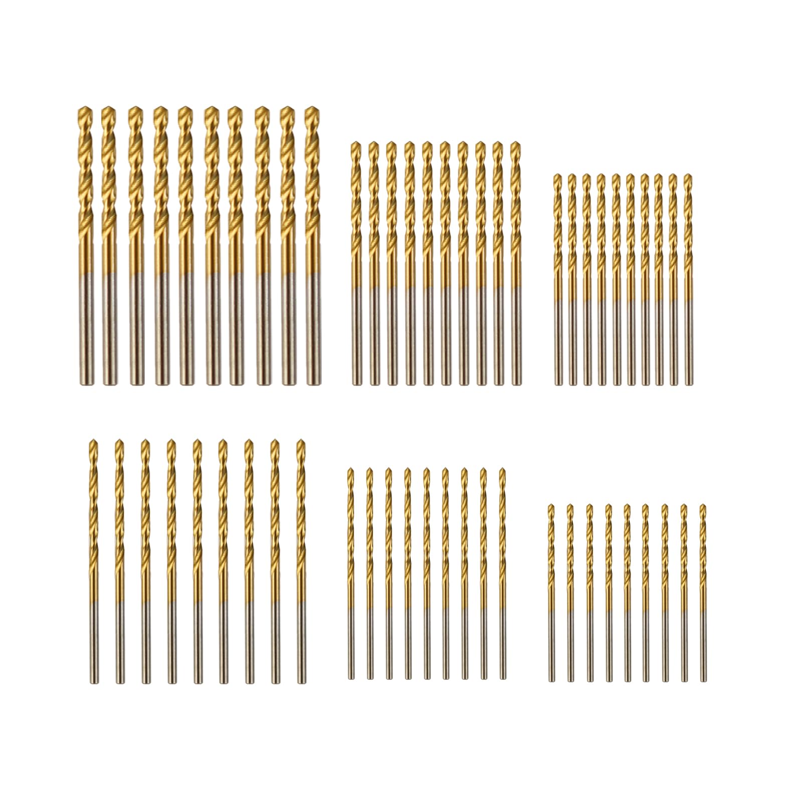 BECOLLO 60pcs Titanium Drill Bit Set(3/64"-1/8"), HSS Metal Jobber Length Twist Drill Bits, 135° Split Point, Suitable for Drilling in Metal, Plastic,
