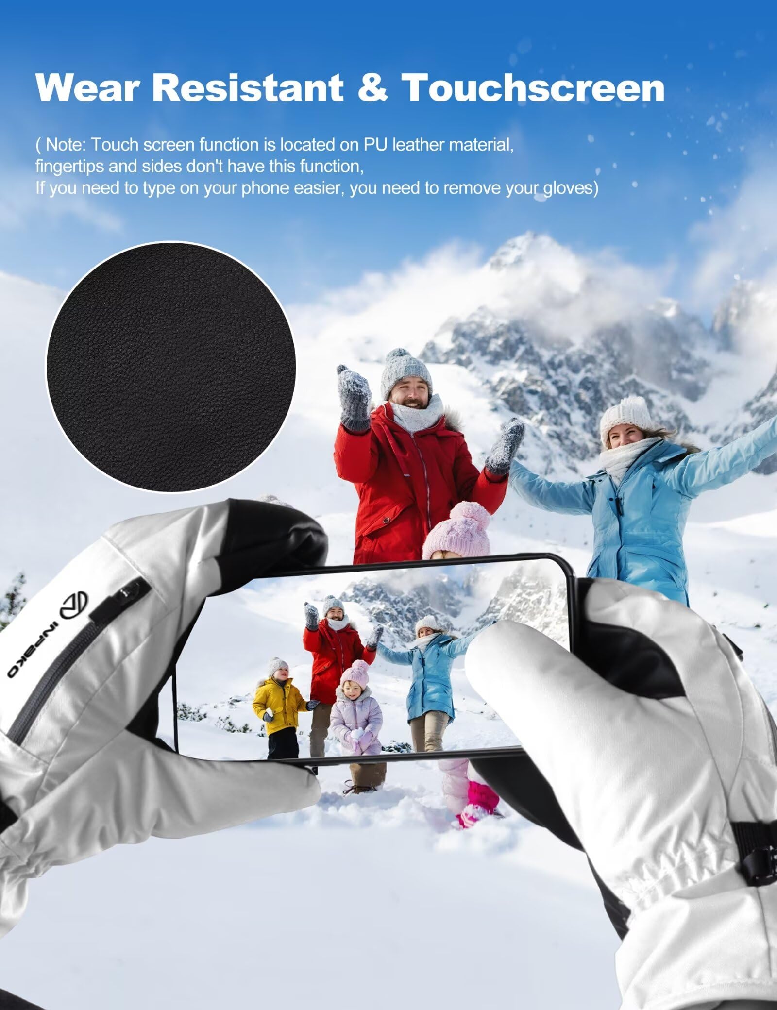 Guantes de esquí de invierno para hombre y mujer, guantes impermeables 3M Thinsulate con forro interior, guantes de snowboard para pantalla táctil, guantes térmicos de 5 capas para clima frío,