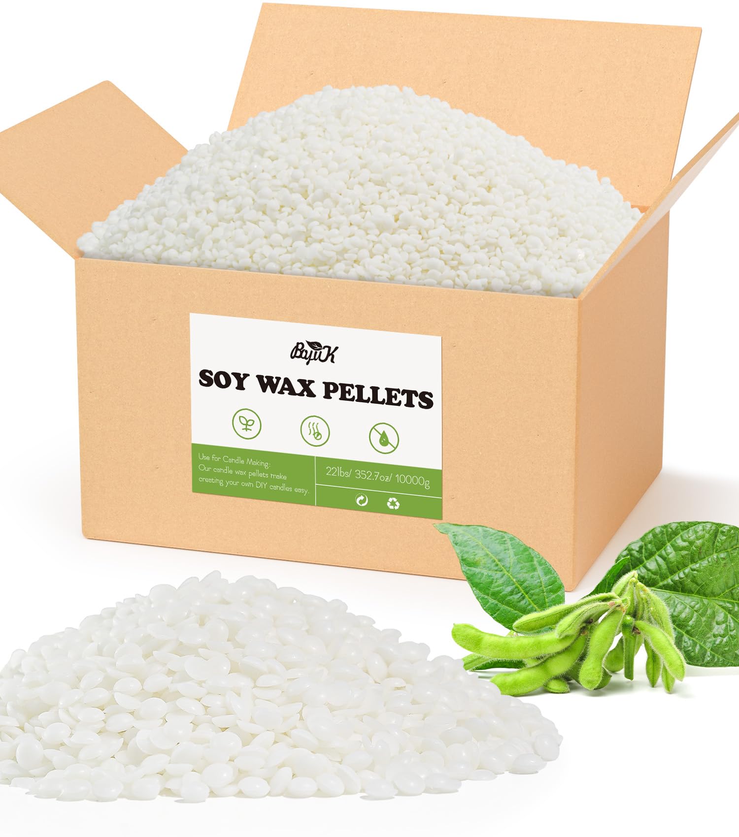 Soy Wax, BOYUJK Premium Natural Candle Wax, 100% Soy Wax for Candle Making from Organic Farm, No additives, Harmless and Pure (10KG)