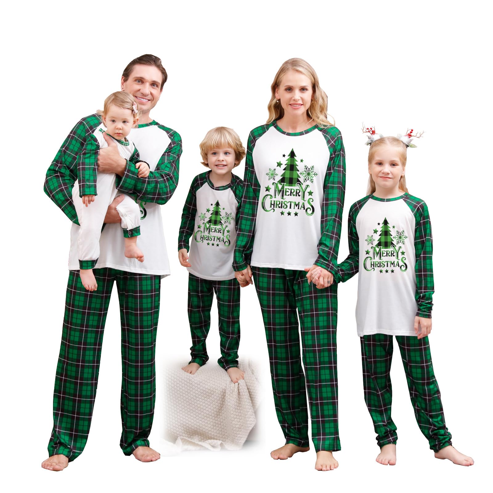 WephuPSho Christmas Family Pajamas Xmas Matching Family Pajama Holiday Pjs Xmas Jammies Sleepwear Set