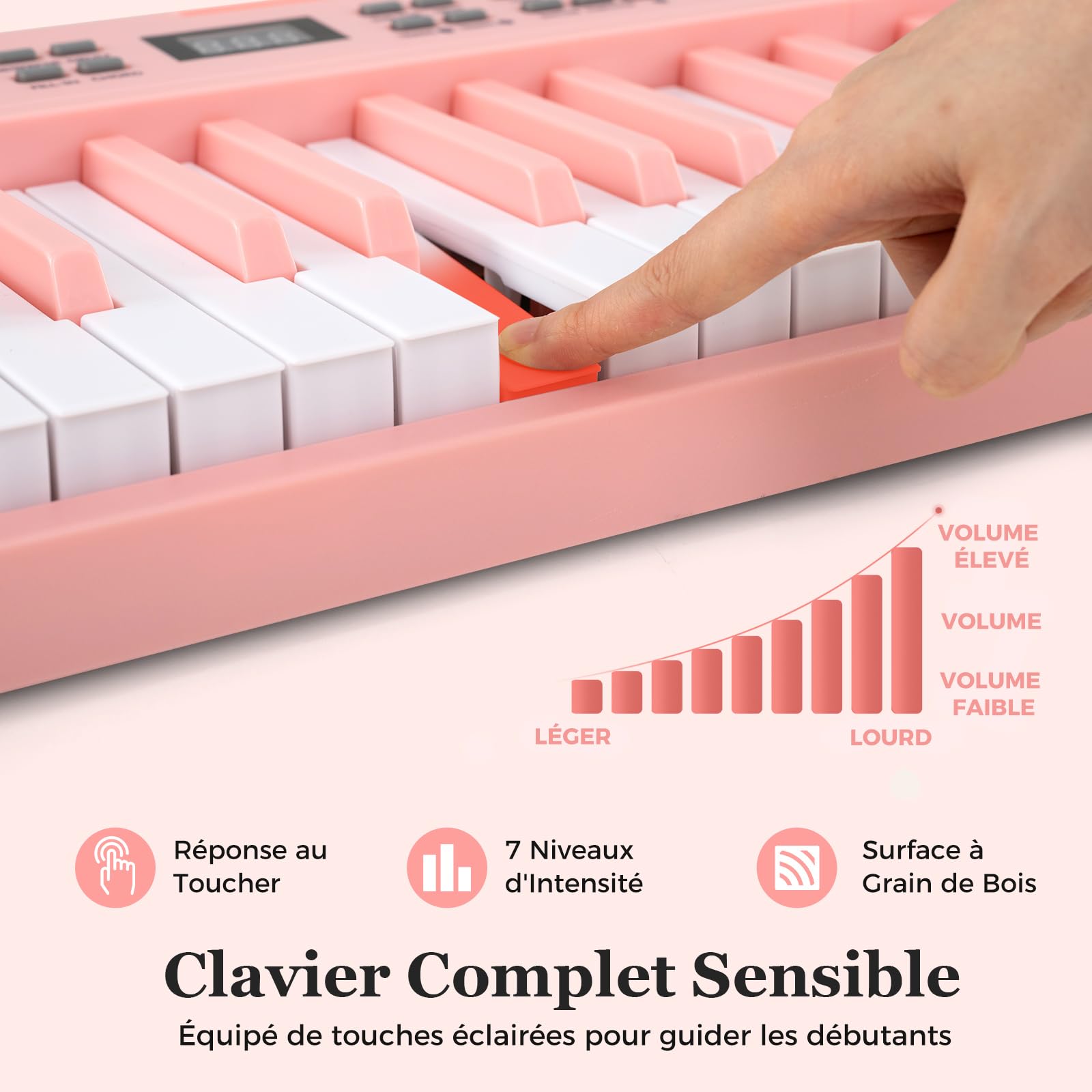 DREAMADE Piano 61 Touches Pliable, Clavier Électronique avec Fonction MIDI, Casque&Pédale de Sustain, Piano Numérique Portable avec Sac de Transport pour Débutants (Rose)