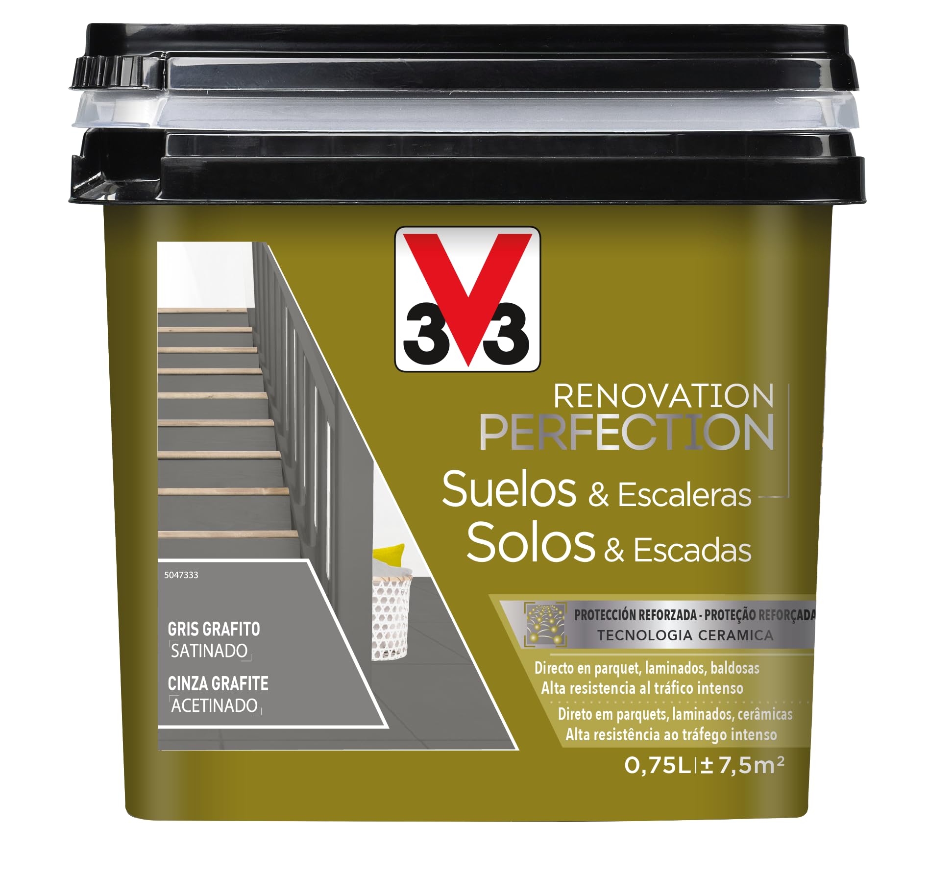 V33 Esmalte Renovation Perfection Suelos Gris Grafito Satinado 0,75L