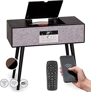 Auna Vinyl Record Player, Vinyl Records CD & USB Turntable Record Players for Vinyl with Speakers, Home Audio Record Players, Retro Vintage Bluetooth Turntable, Speakers Stereo Systems, DAB+, FM radio