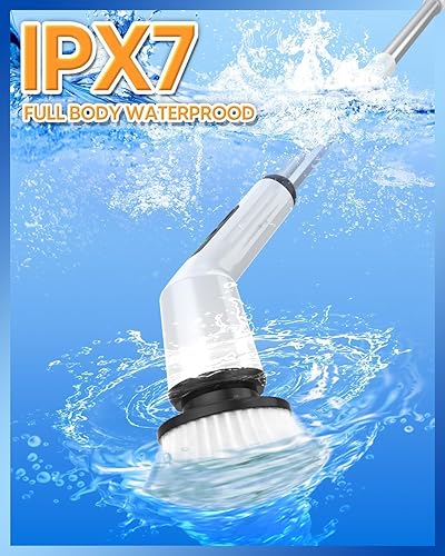 Miniatura 2 de Limpiador eléctrico giratorio, limpiador de ducha inalámbrico actualizado 2024 con 9 cabezales de cepillo reemplazables y 3 velocidades ajustables,