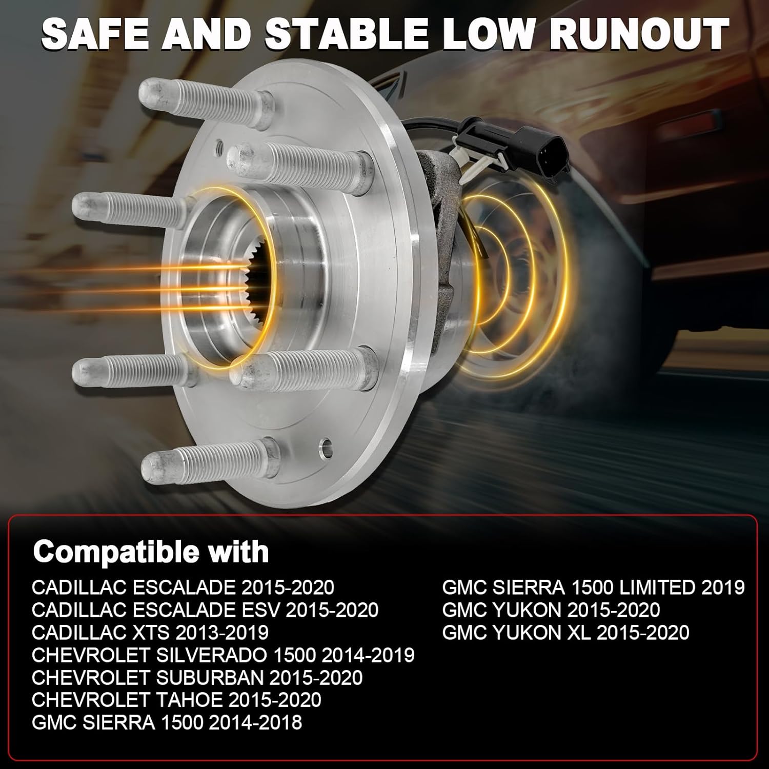 Pair 515160 4WD Front Wheel Bearing Hub Assembly Compatible with Cadillac Escalade ESV XTS, for Chevy Silverado 1500 Suburban Tahoe 2015-2020, for GMC Sierra 1500 14-18 Yukon/Yukon XL, 6 Lugs w/ABS - Image 2