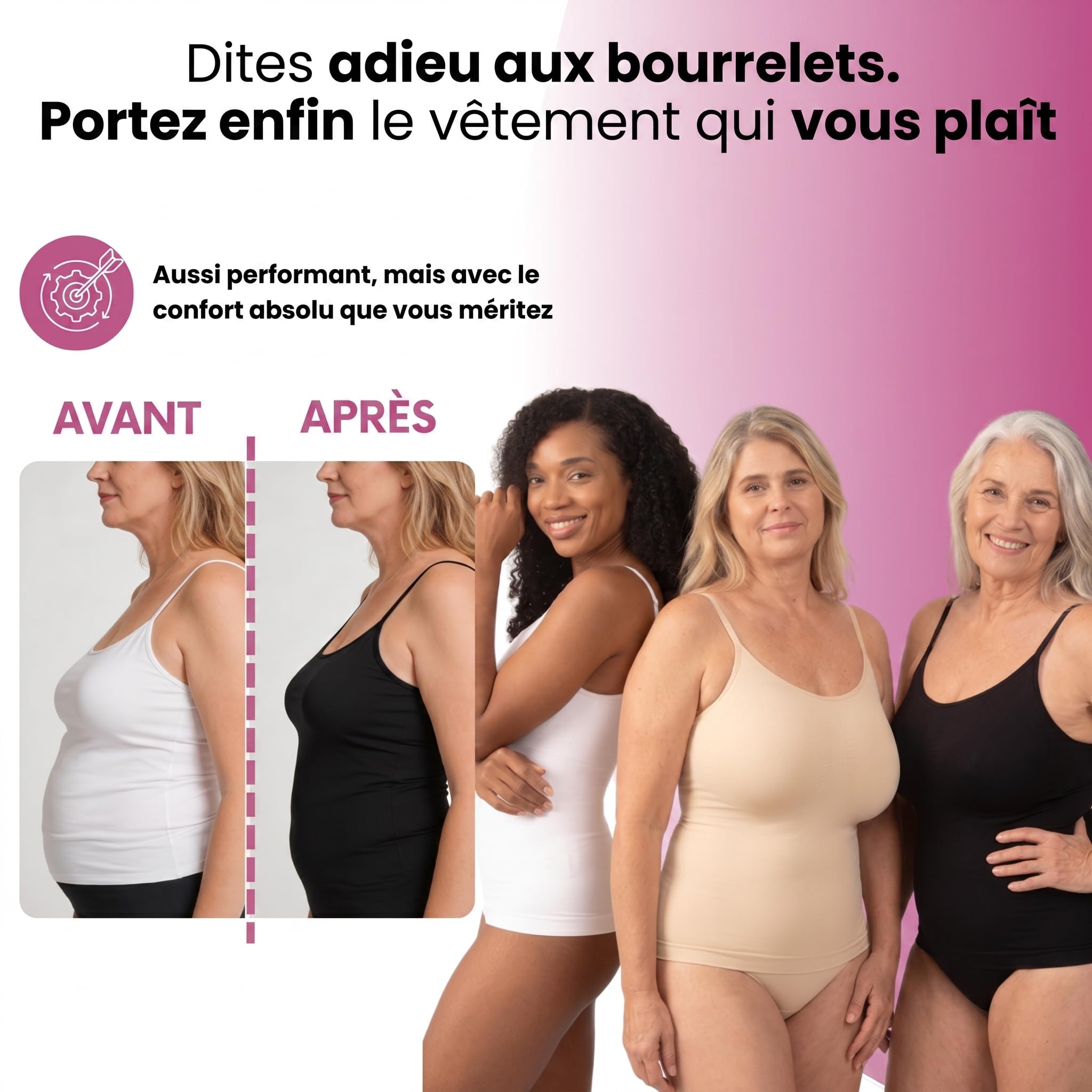 coin féminin Débardeur Amincissant, 2 Débardeur Femme Gainant Sans Couture Top Sculptant avec Soutien Gorge Intégré Bretelles Réglables Effet Ventre Plat Invisible sous Vêtements S-4XL