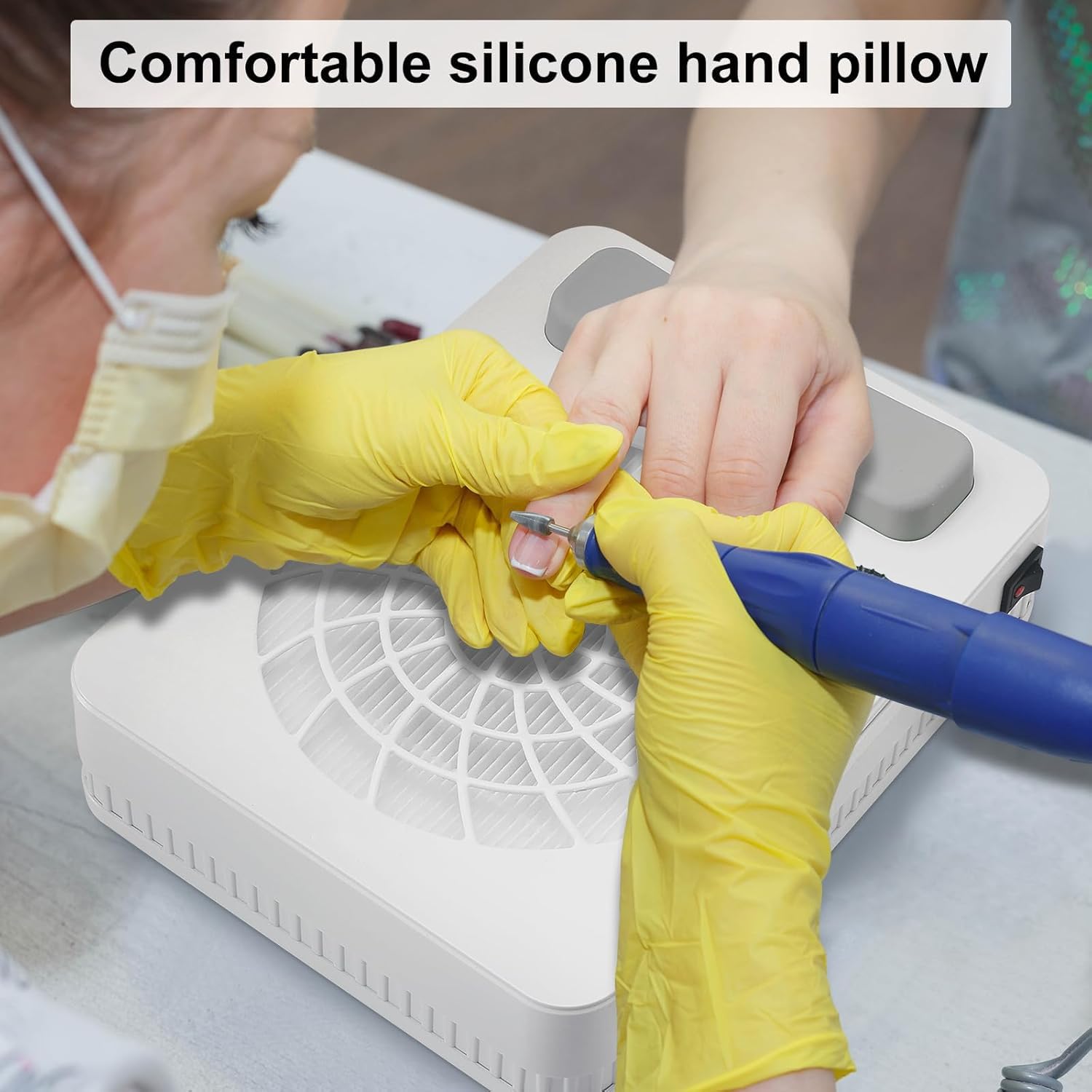Collecteur De Poussière D'ongles, Collecteur De Poussière Sous Vide D'ongles 48 W, Vitesse Jusqu'à 4000 Tr/min, Avec Filtre Réutilisable Et Tampon À Main En Silicone, Polissage Des Ongles En Acrylique