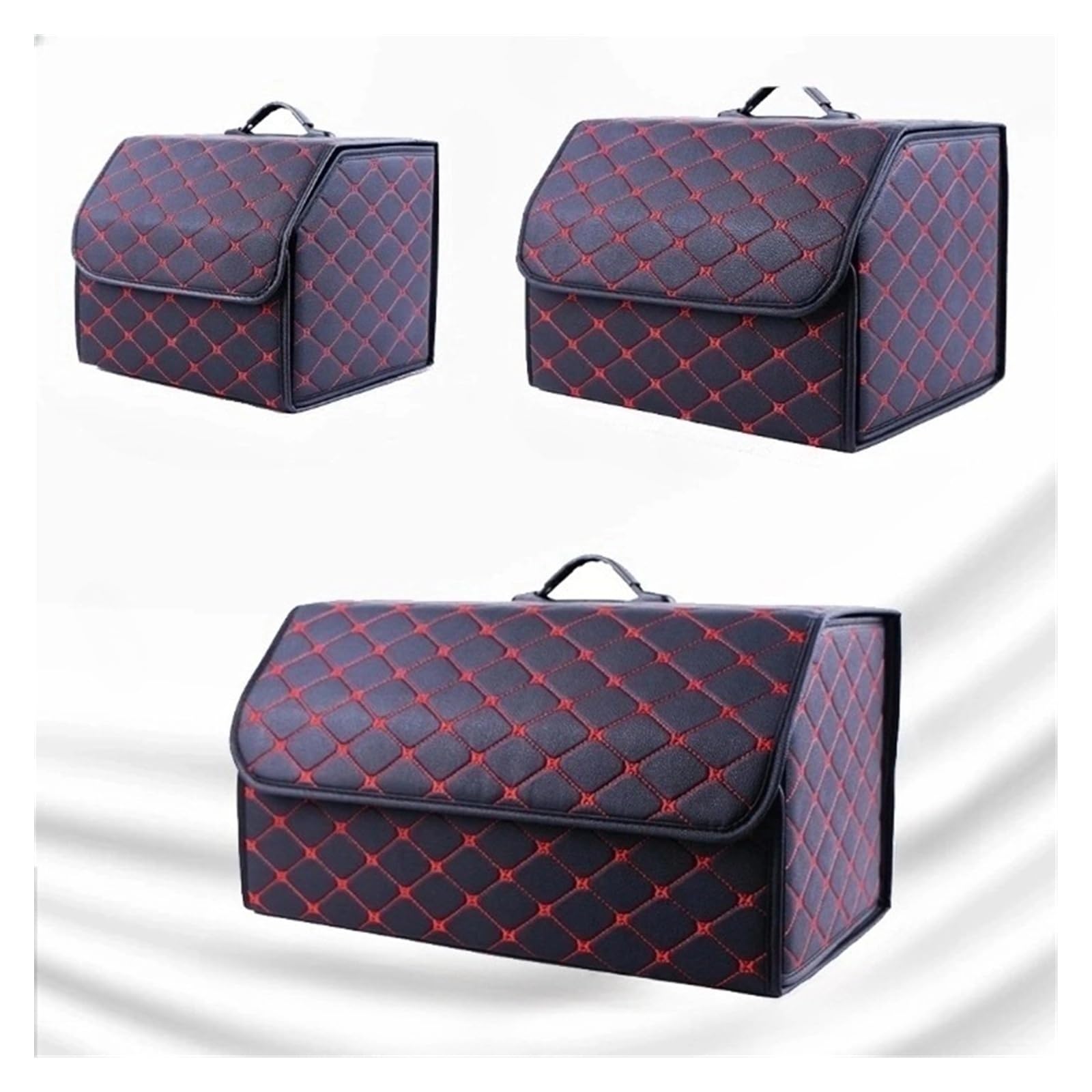 Organizador de maletero de coche con tapa - Caja de almacenamiento plegable grande for SUV, sedán y camioneta | Bolsa organizadora multiusos for auto | Organizador de carga plegable portátil (neg