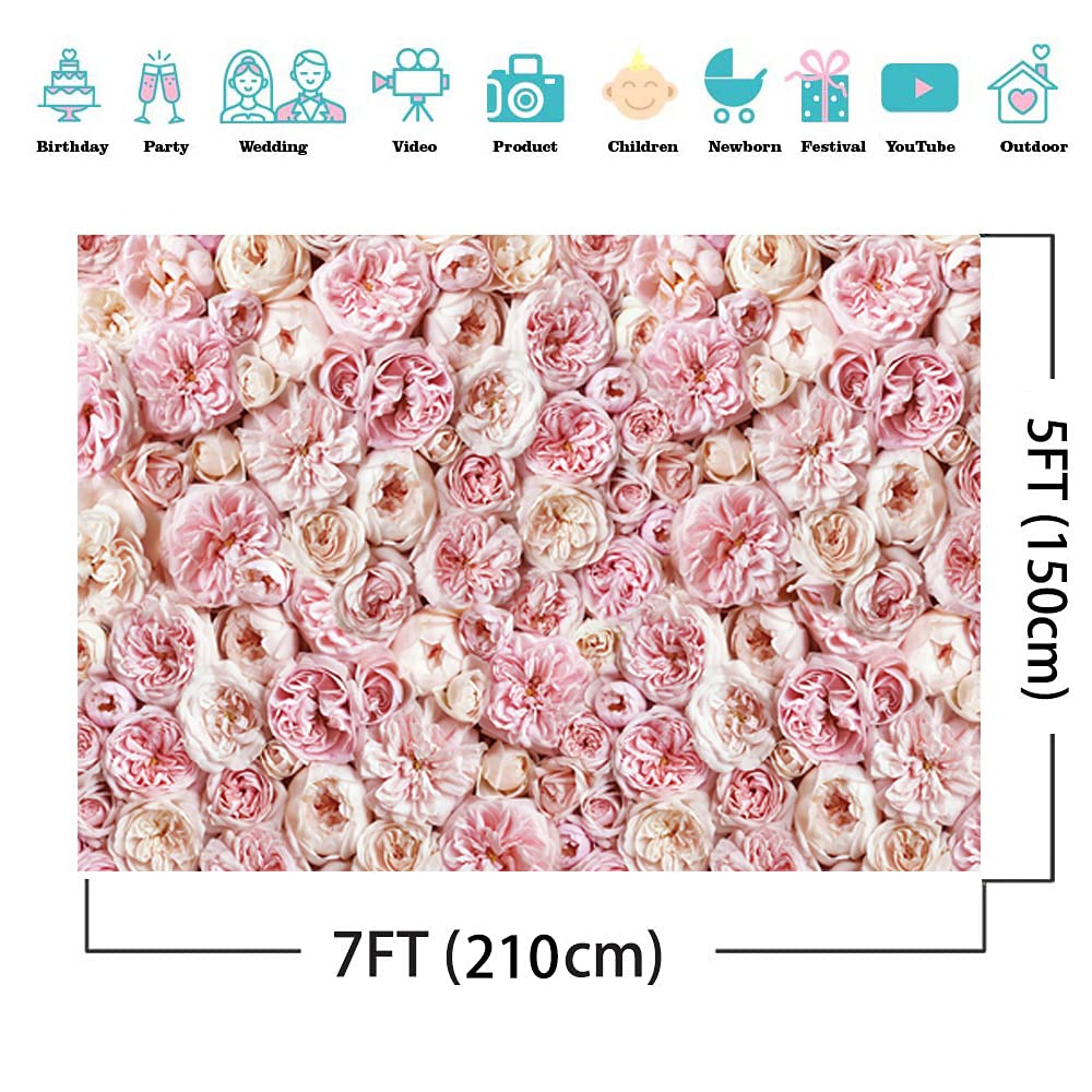AIIKES Muttertags-Hintergrund 2,7x1,5 M – Rosa Blumen-Fotohintergrund Für Party & Fotostudio