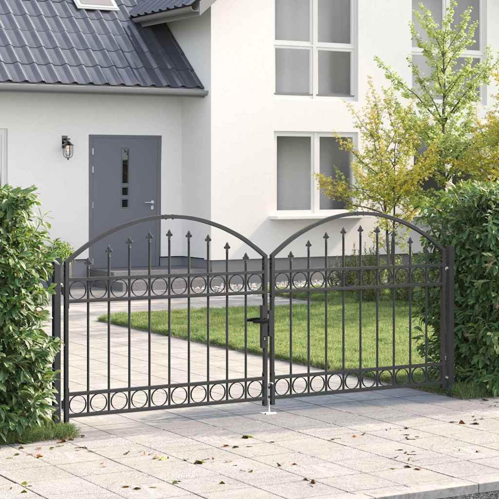 Gartentor Doppelflügel Gartentore U-Design Grau 300 x 125 cm
