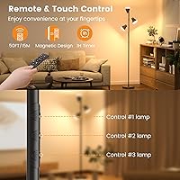 Vista 6 de SIBRILLE 36W LED Tree Floor Lamp, Dimmable Tall Standing Lamp with Remote & Touch Control, 4 Color Temperatures Bright Floor Lamp, 3 Rotatable Light