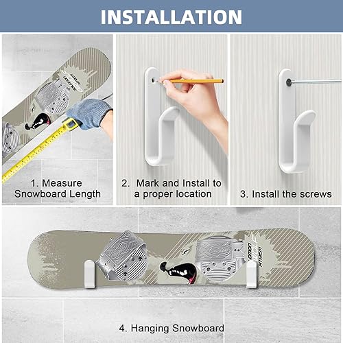 Miniatura 7 de IRENPORU Clips horizontales de montaje en pared para snowboard, montaje en pared, montaje en snowboard, montaje en pared, montaje en snowboard,