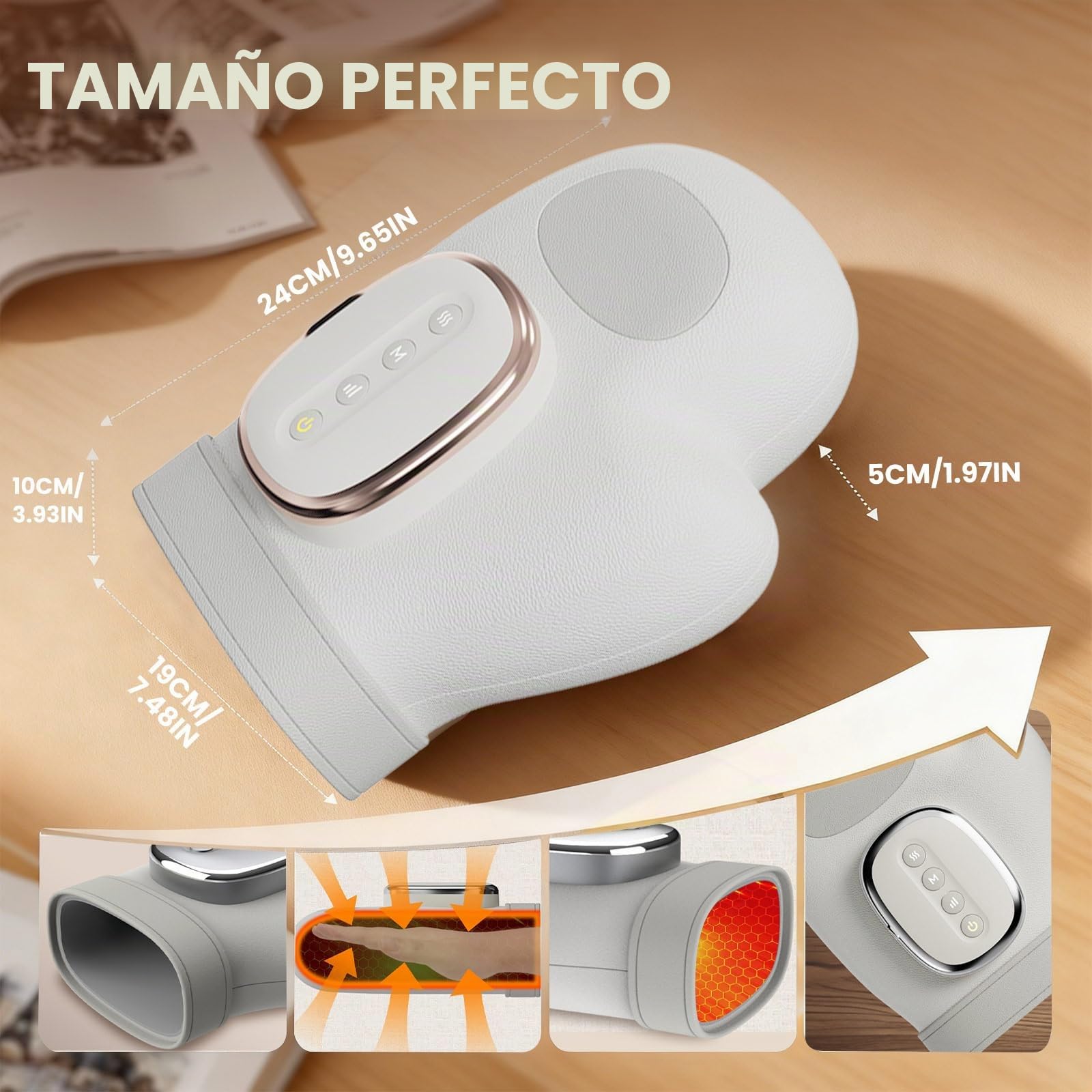 Masajeador de mano con compresión y calentamiento, masajeador de mano inalámbrico USB, 3 modos de masaje, masajeador de mano, para aliviar la artritis, enfermedades de las manos, regalos para