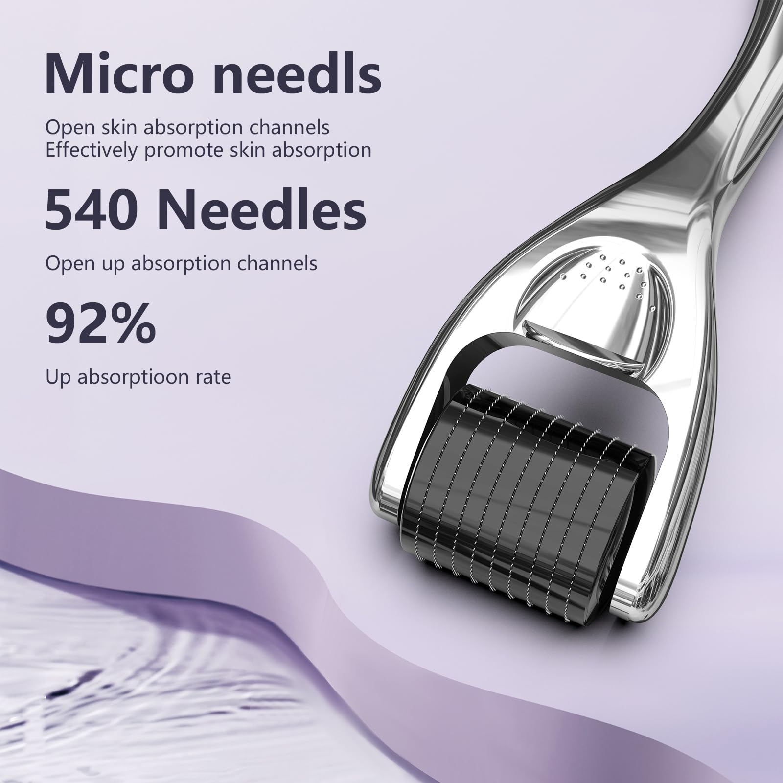GeeRic 2Pzas Dermaroller Microagujas,0.3mm Rodillo Derma para Cicatrices de Crecimiento de Barba y Cicatrices de La Piel de La cara Rodillo de Barba Rodillo Facial Poro Contractivo